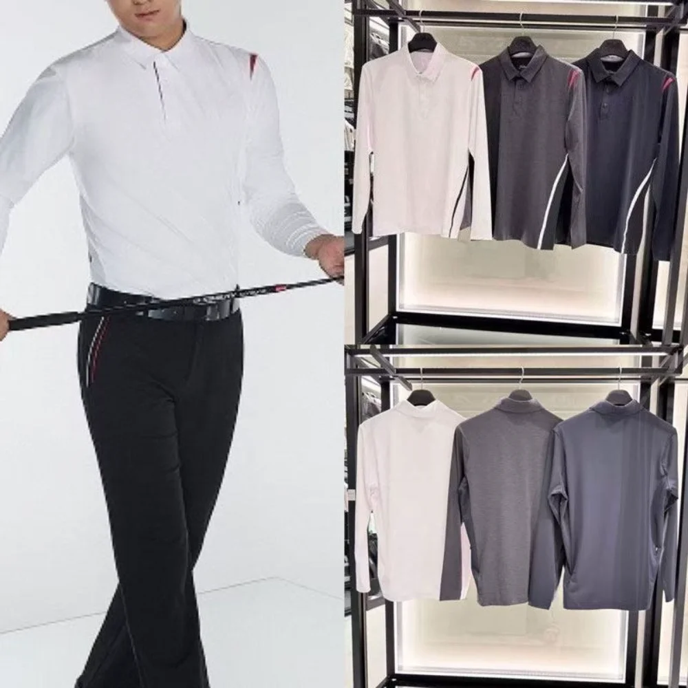 

2026 Summer Korean Fashion Slim Fit Golf T-Shirt for Men Long Sleeve Quick-Dry Breathable Stretch Outdoor Hiking Cycling Top