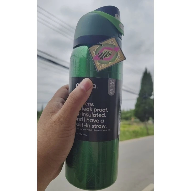 Insulated Tumbler 32oz, Stainless Steel Water Bottle with Flip Straw Lid, Leakproof for Car Cup Holder, Gym Hiking Travel