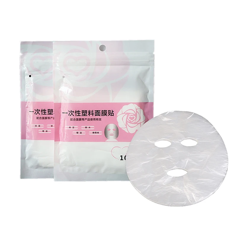 100pcsPlastic Film Skin Care Full Face Cleaner Mask Paper Disposable Paper Masks Disposable plastic wrap beauty facial mask