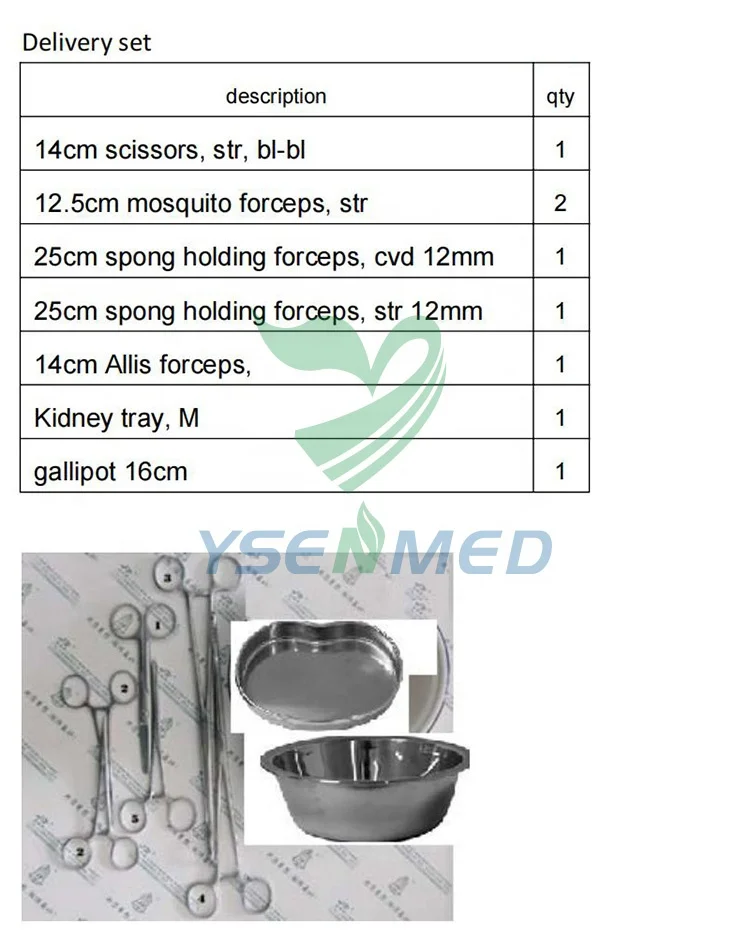 YSOT-W-JS Ysenmed normal delivery instruments set meidical OB operation delivery kit hospital clinical delivery instruments set