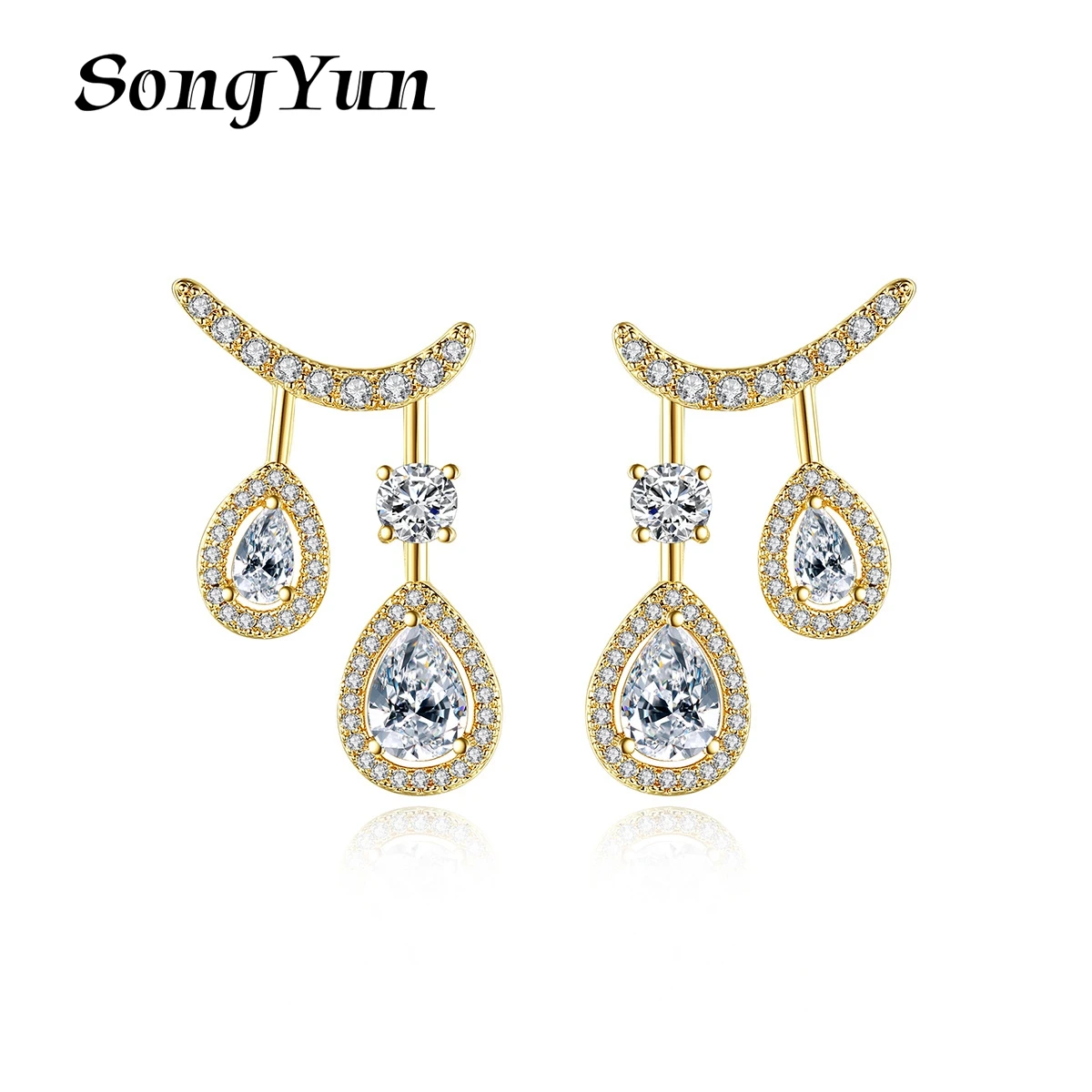 

SongYun Jewelry MHT Quality Brass Stud Earrings Dangle CZ 7A Zircon Chic Girlfriend Gift Women Earring Jewelry