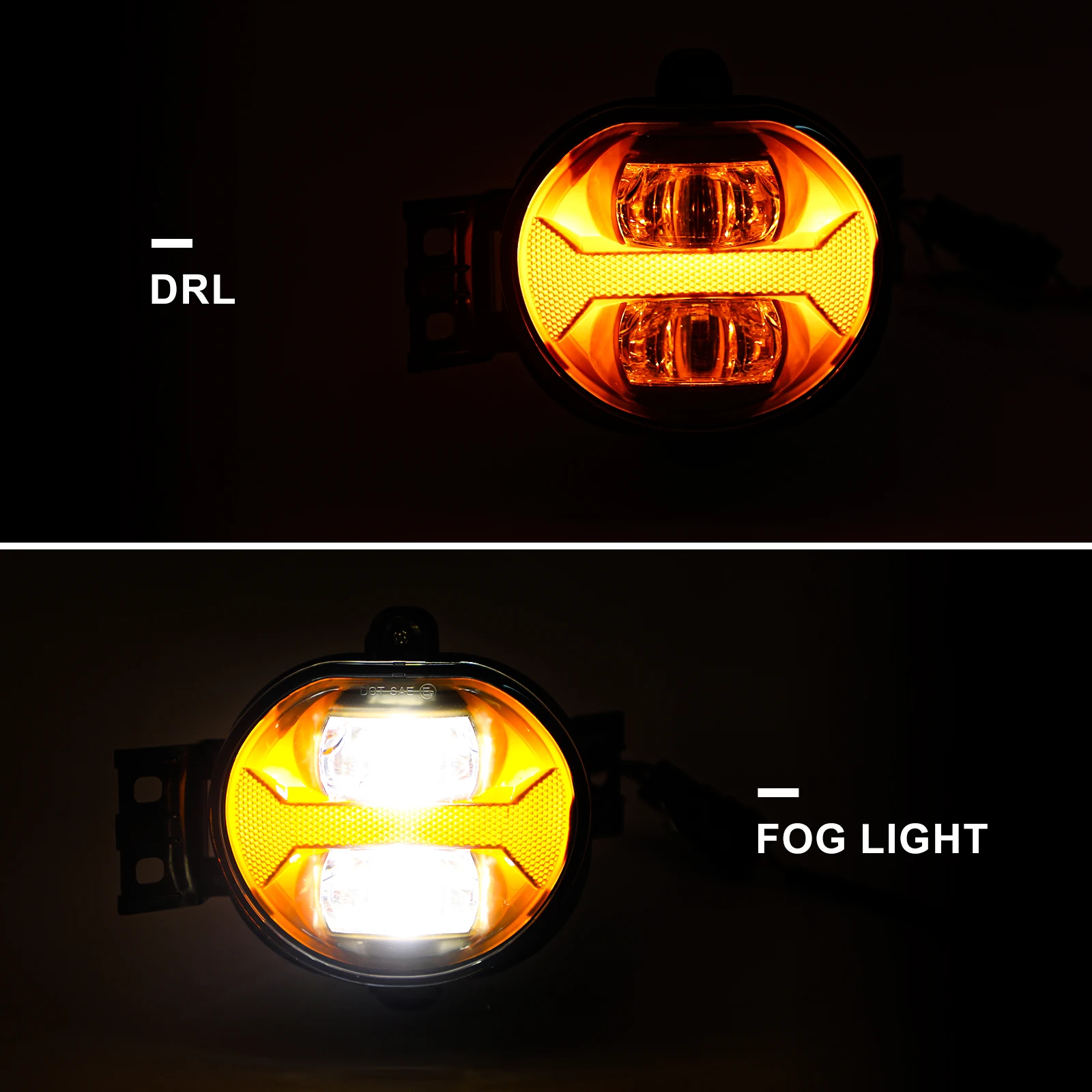 LED Fog Light Assembly with Amber White DRL For Dodge Ram 1500 2002-2008 Ram 2500/3500 2003-2009 LED Fog Lamps Driving Lights