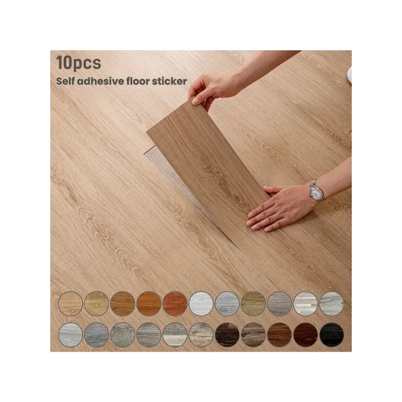 10pcs 51cmx15cm Floor Tiles Wood Grain PVC Flooring Planks, Self Adhesive Floor Sticker,water-tolerant Flooring for Living Room