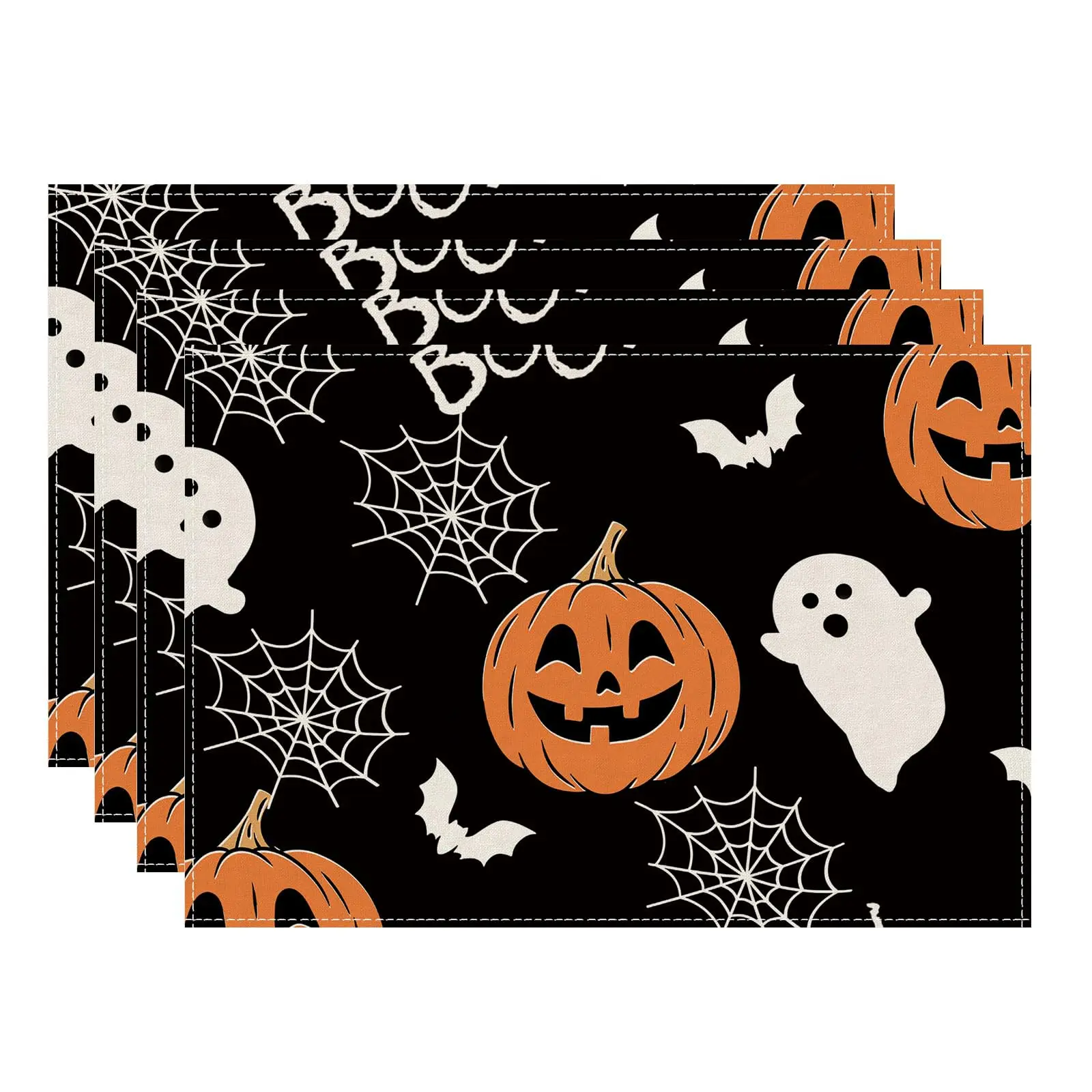 

Boo Spooky Ghost Pumpkin Halloween Placemats Table Mats Table Decorations 12x18 Inch