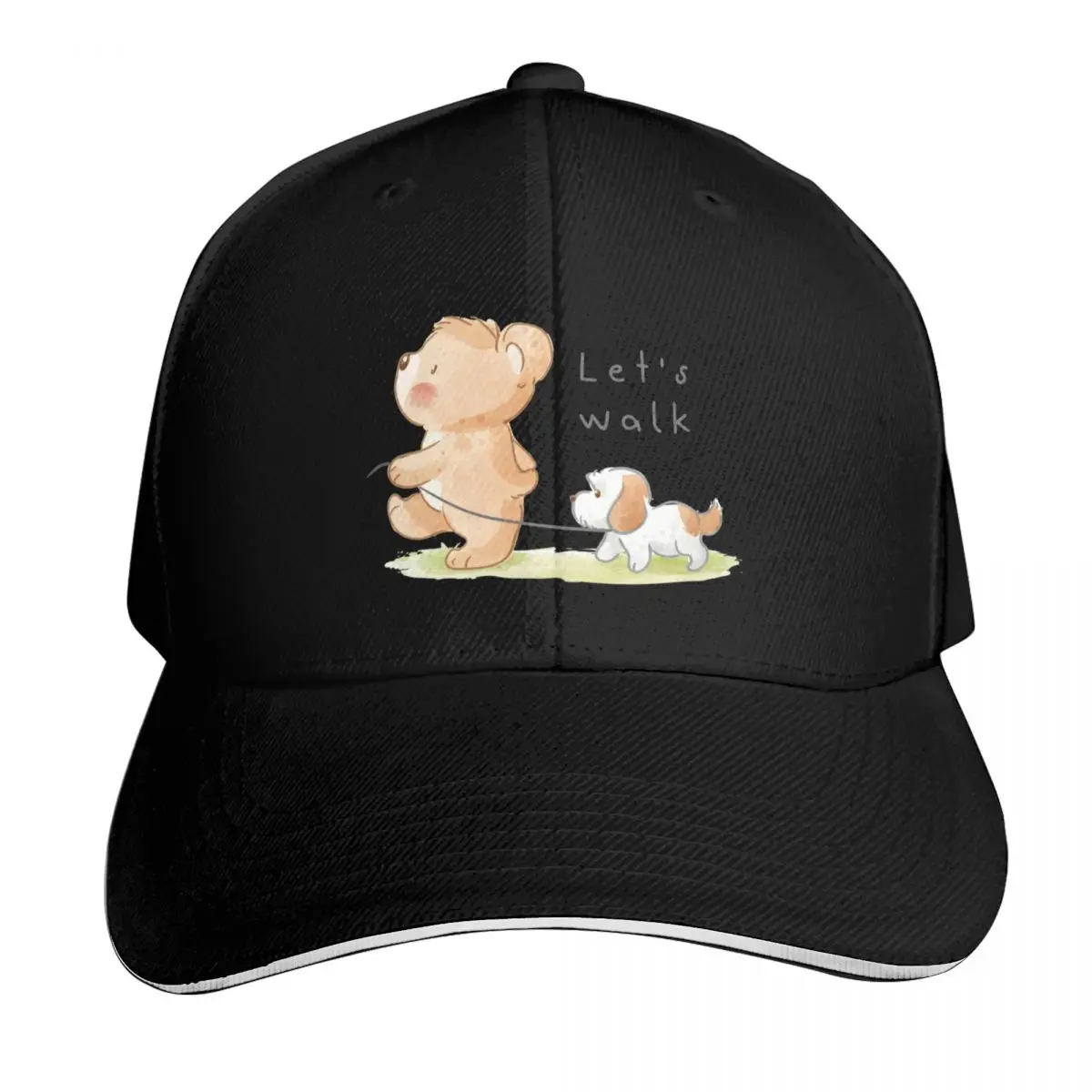 

Let's walk Cute bear walking puppy Baseball Cap Military Tactical Cap Beach Outing Luxury man cap fashionable For Man Women's