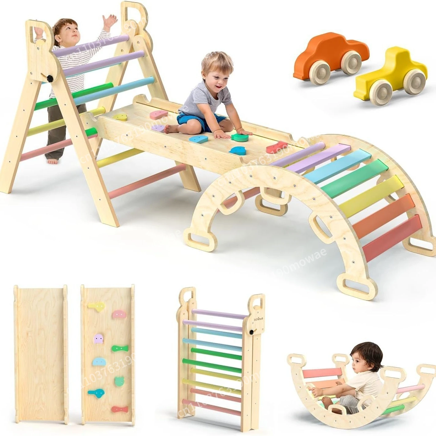 Wooden Indoor Climbing Frame - Physical Training with Simple Foldable Triangle Design