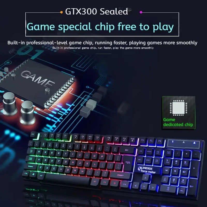 Limei Gtx300 Wired Gaming Keyboard Mouse Combo Usb Backlit Mechanical Feel For Esport Gaming Venues Keyboard Mouse Set Accessory