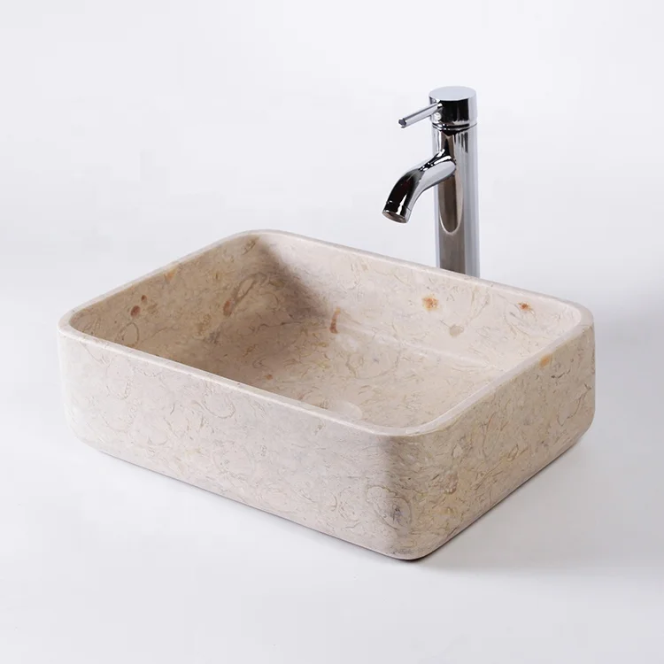 Custom Made Marble Bathroom Sink Modern Design Top Mounted Counter Washbasin