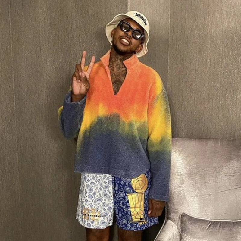 

Толстовка с капюшоном Phileas CPFM.XYZ Rave Cowboy, радужная, вязаная, бархатная, молодежная, модная, осенняя, 202, с капюшоном