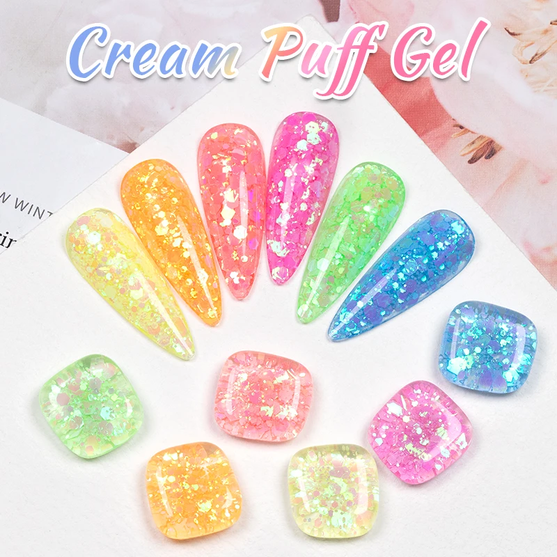 PUENTE Neon Glitter Sequins Gel Nail Polish 5ML Semi Permanent Varnish Hybrid Soak Off UV Nail Gel For Manicure Nail Art design