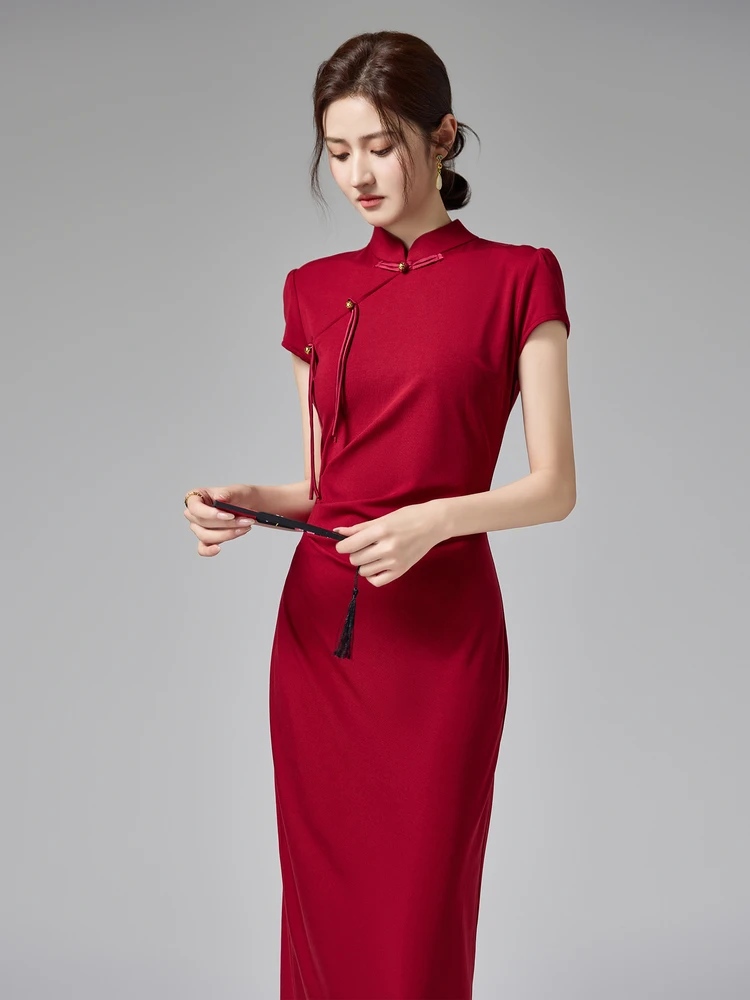 

Young Bride Red Dr Long Evening Gown Lightweight Ceremony Dr Vintage Sle ort Sve Color