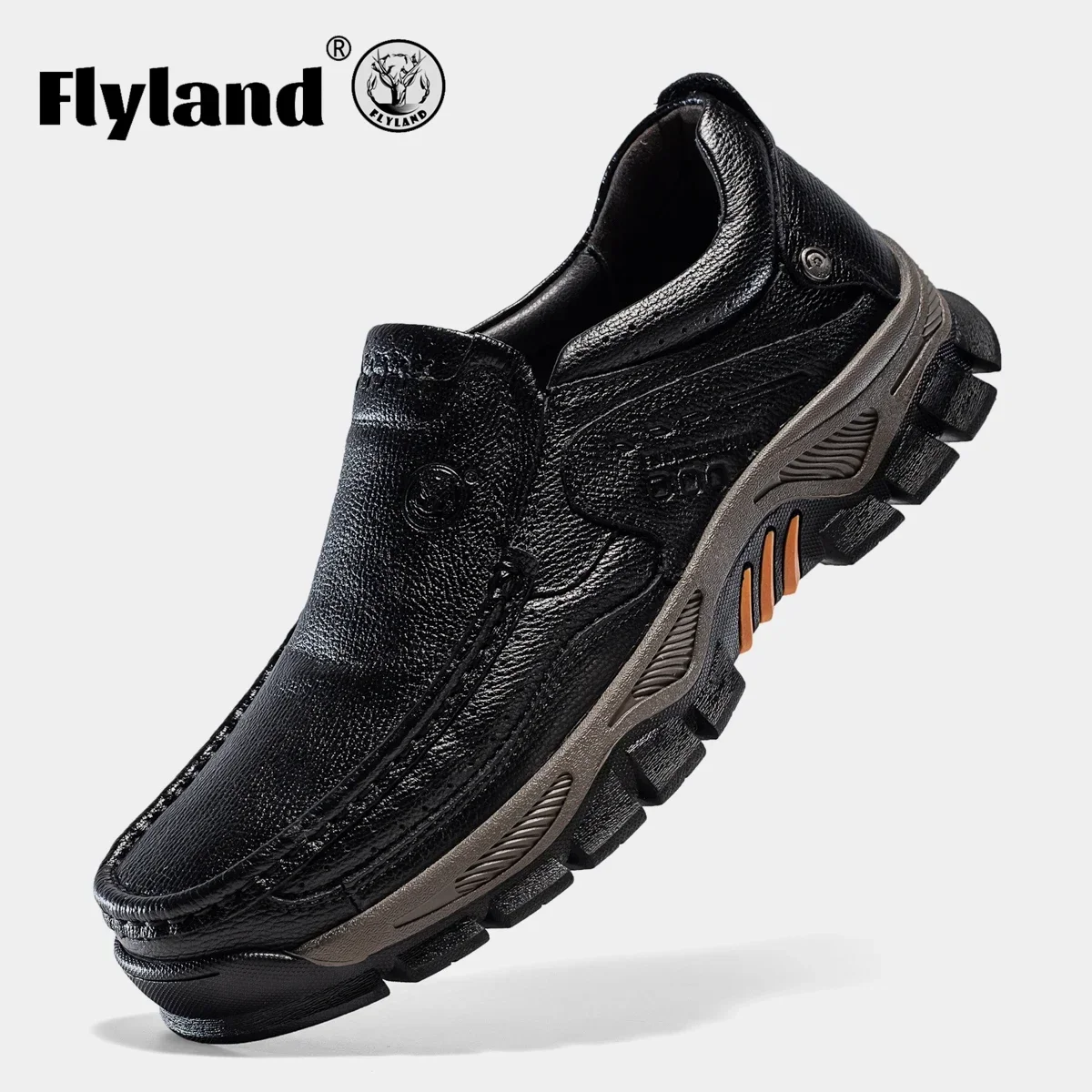 FLYLAND Handmade Men Genuine Leather Shoes Casual Loafers Male Business Dress Shoes