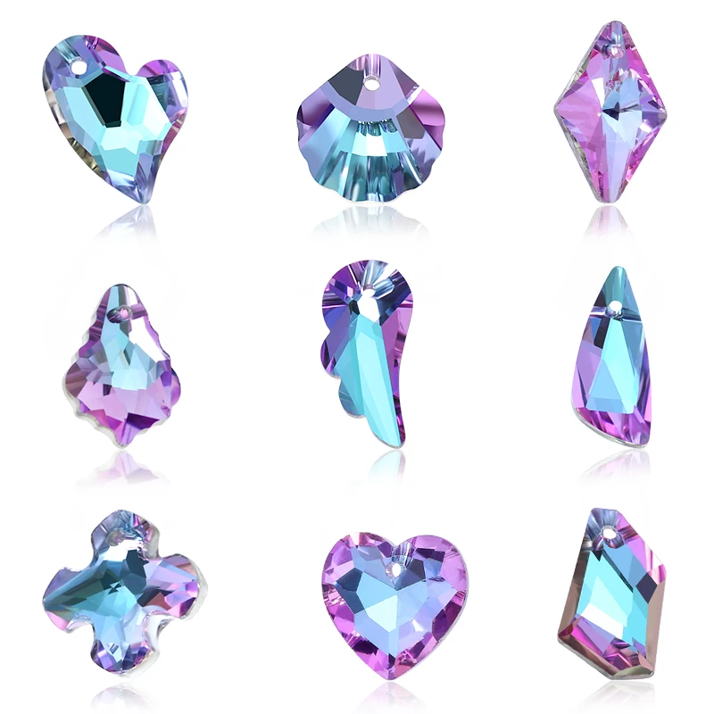 Breloques en verre cristal brillant multi-formes, perles pendentif, perles de charbon pour bricolage, boucles d'oreilles exécutives, accessoires de bijoux