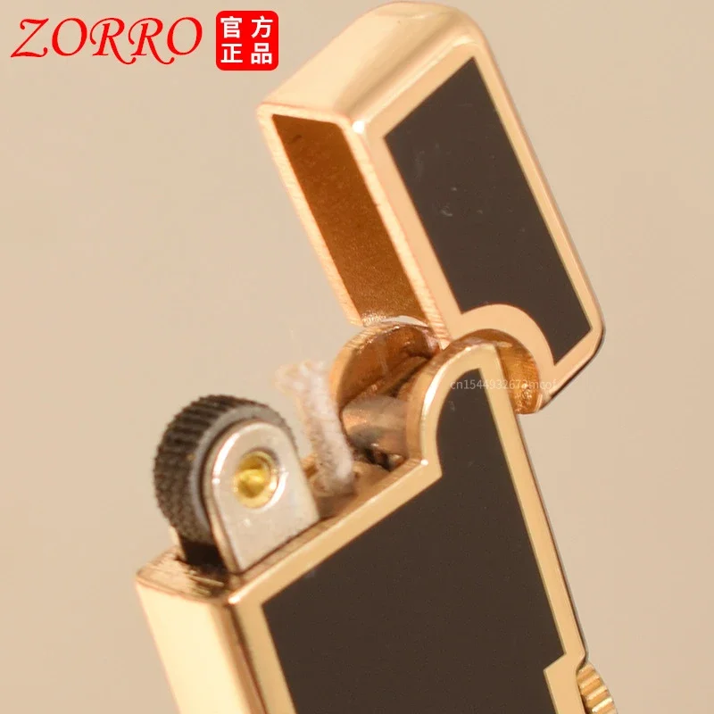 ZORRO Metal Thin Strip Grinding Wheel Kerosene Lighter Exquisite Mini Portable Pure Copper Windproof Lighter Men\'s Smoking Gift