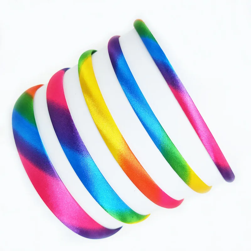 New Fashion Hair Rainbow Hair Accessories Rabbit Ear Scrunchie Bow Hair Hoop Hair Clip Rainbow Cloth Art Headdress