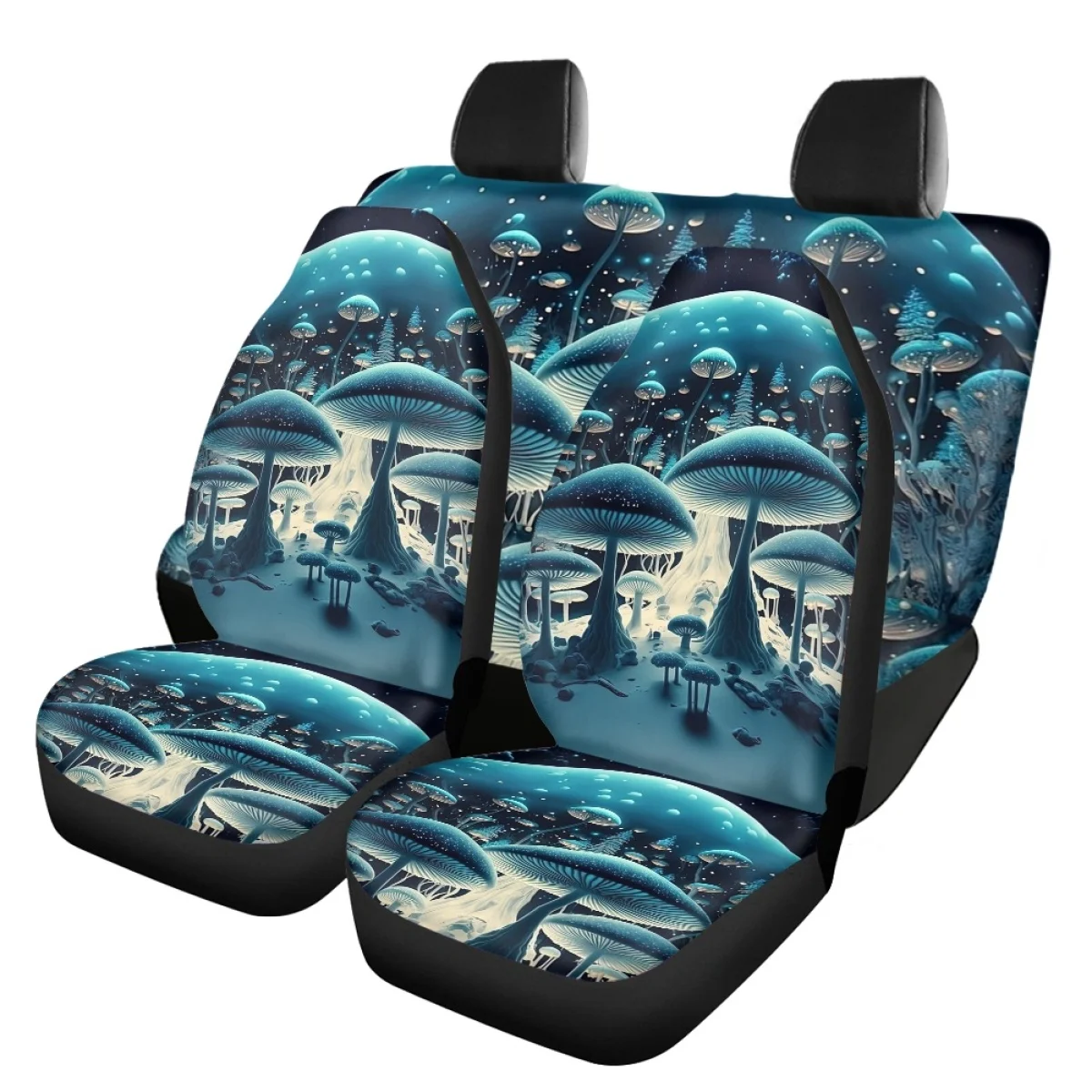 Car Seat Covers for Women Fantasy Mushroom Full Set Detail Styling Hibiscus Flower Design Universal Vehicles Seat Covers 2023