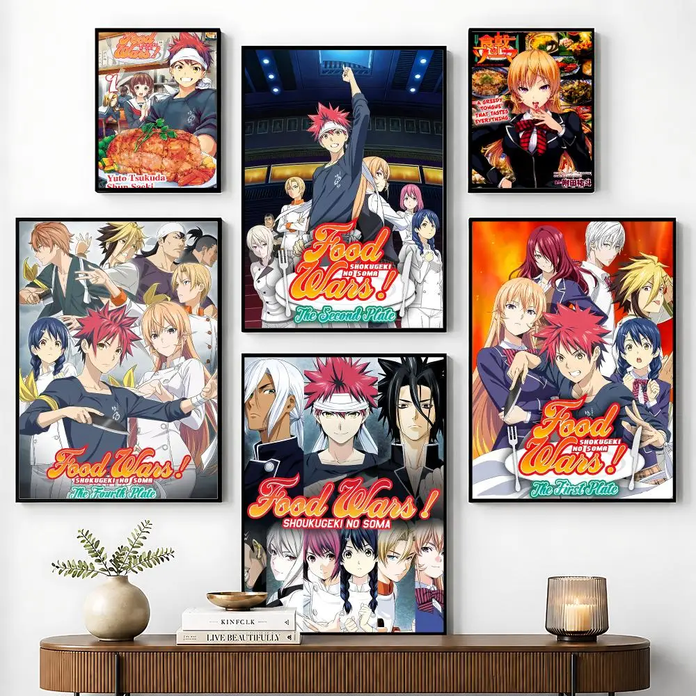 Anime Food Wars Shokugeki no Soma Poster Perfect Sticker Self Adhesive for Office Home Theater Wall Art Decor Fancy Gift