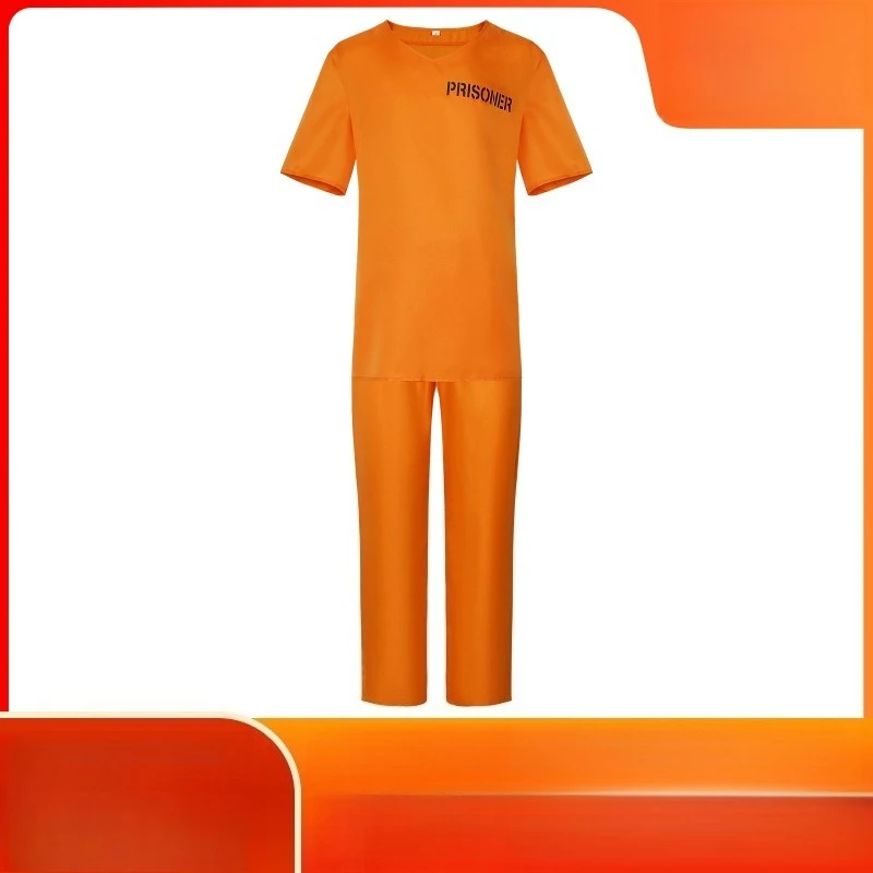 

2025 Orange Prison Inmate Cosplay Costume | Detailed Jail Uniform with Accessories for Stage Performances & Theme Events