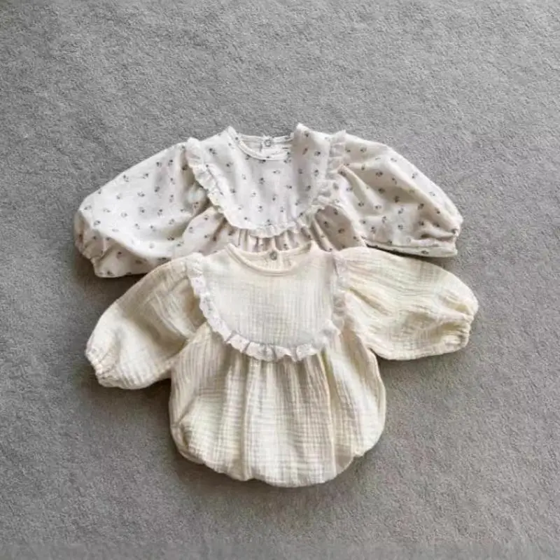 

2025 Autumn New Baby Girl Long Sleeve Floral Bodysuit Cotton Infant Girl Sweet Princess Jumpsuit Newborn Toddler Clothes 0-24M