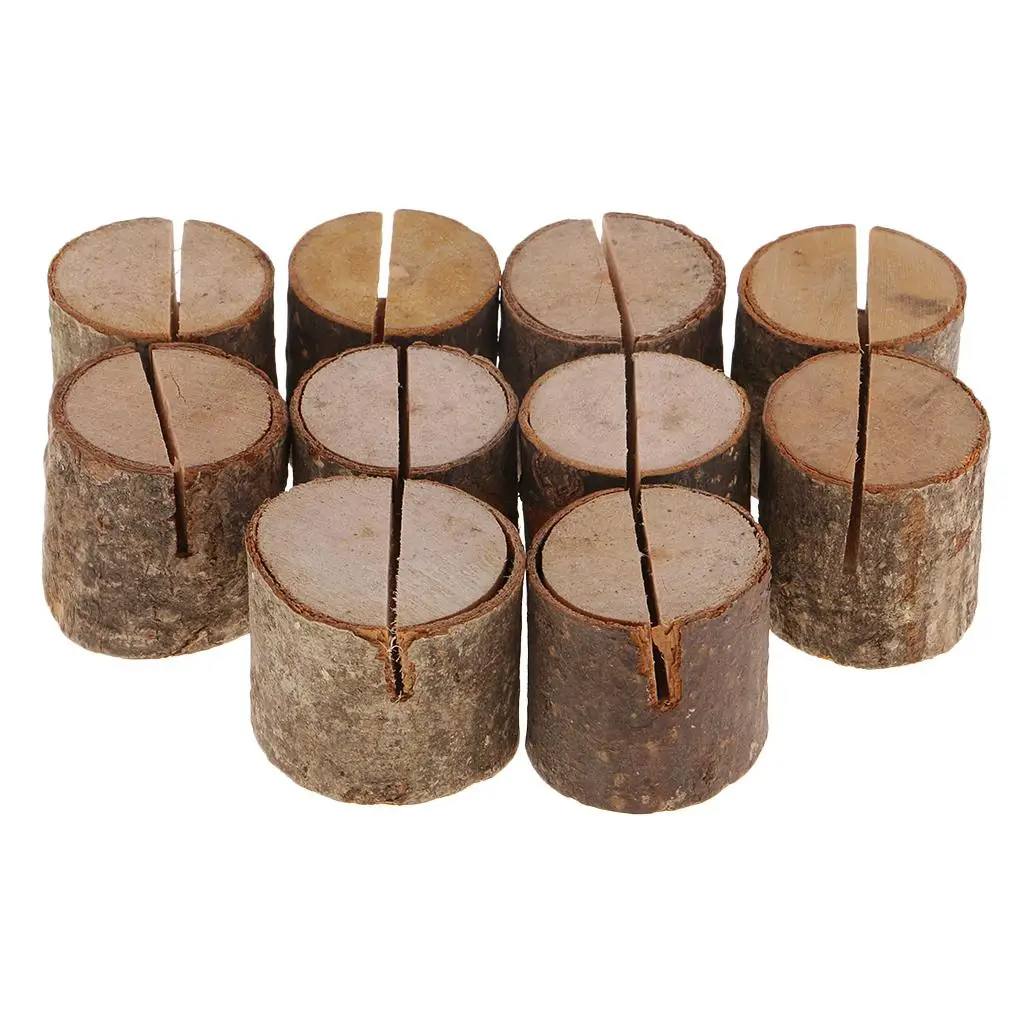 Madeira Natural Log Blocks Holder, Decoração De Mesa, Festa De Casamento, 10 Pcs