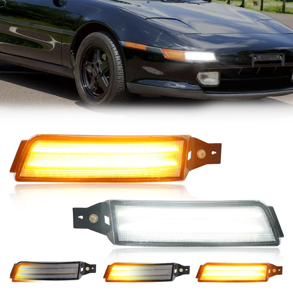 

2X Front Bumper DRL Parking Light Turn Signal Light Side Marker Light W/LED For 1991 1992 1993 1994 1995 TOYOTA MR2/MR-2 SW20