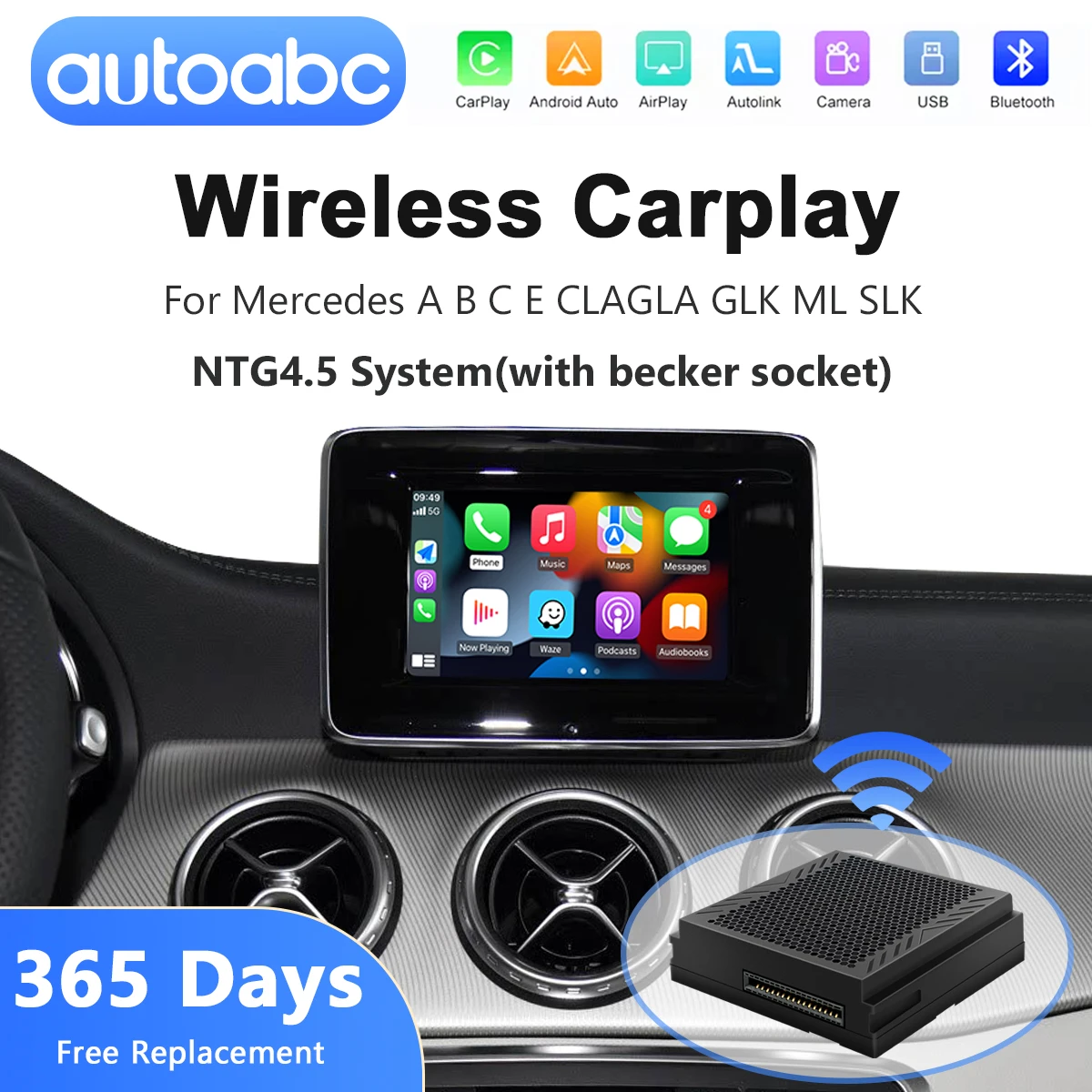 

Plug And Play Wireless Carplay Android Auto Becker Module For Mercedes Benz A B C E CLA GLA GLK ML Sprinter NTG4.5 BT Navigation