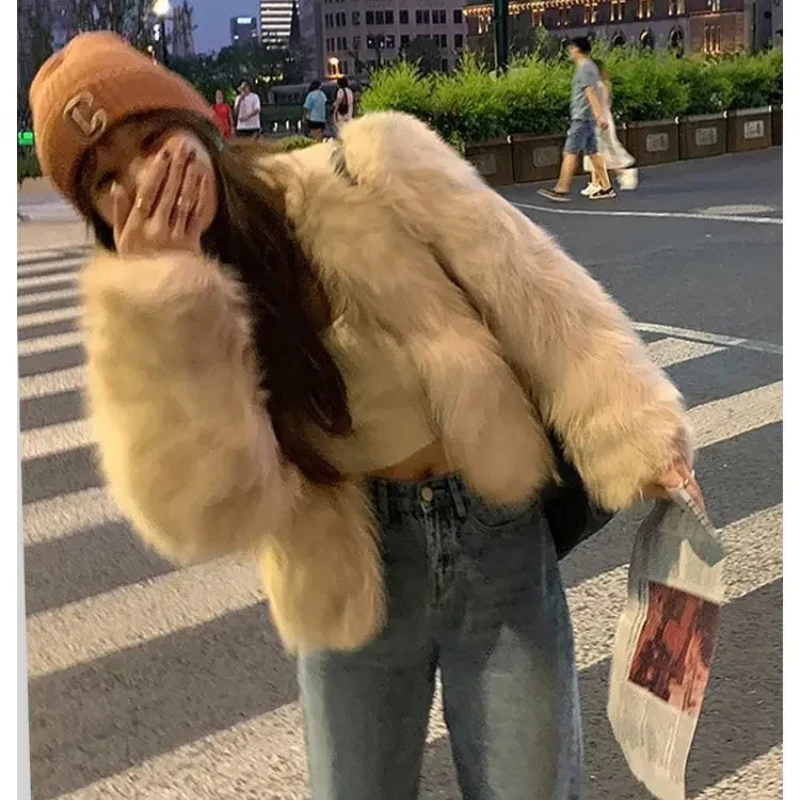 2025 New Fashion Casual Imitation Fox Fur Coat Female Short Loose Comfortable Winter Jacket Faux Fur Coat Womens Clothing