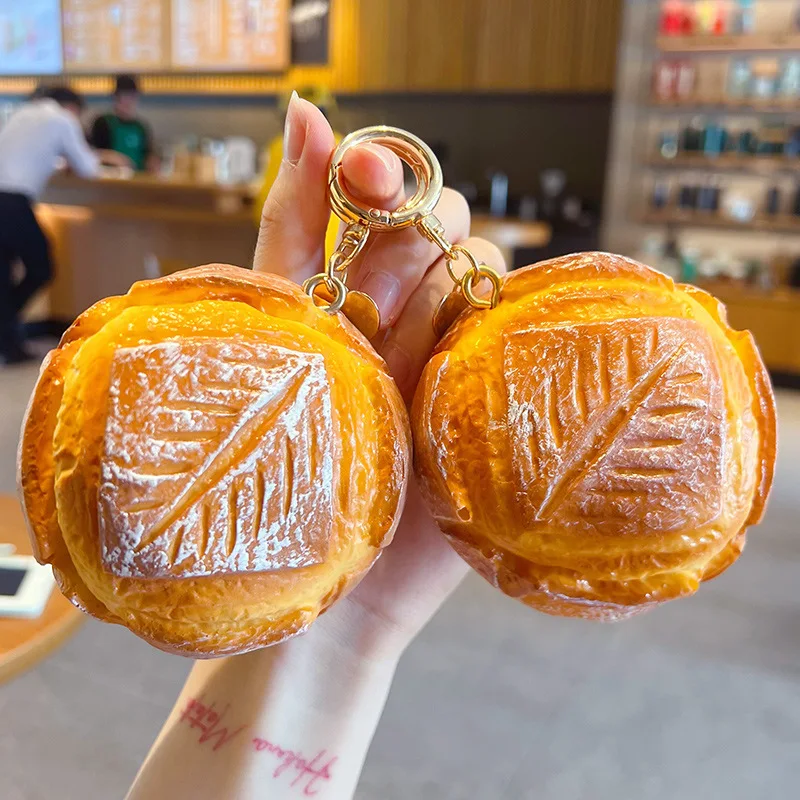 Decompression Key Ring Simulated Croissants Bread Keychain Slow-rebound Soft-PU Food Squishy Squeeze Backpack Key Chains