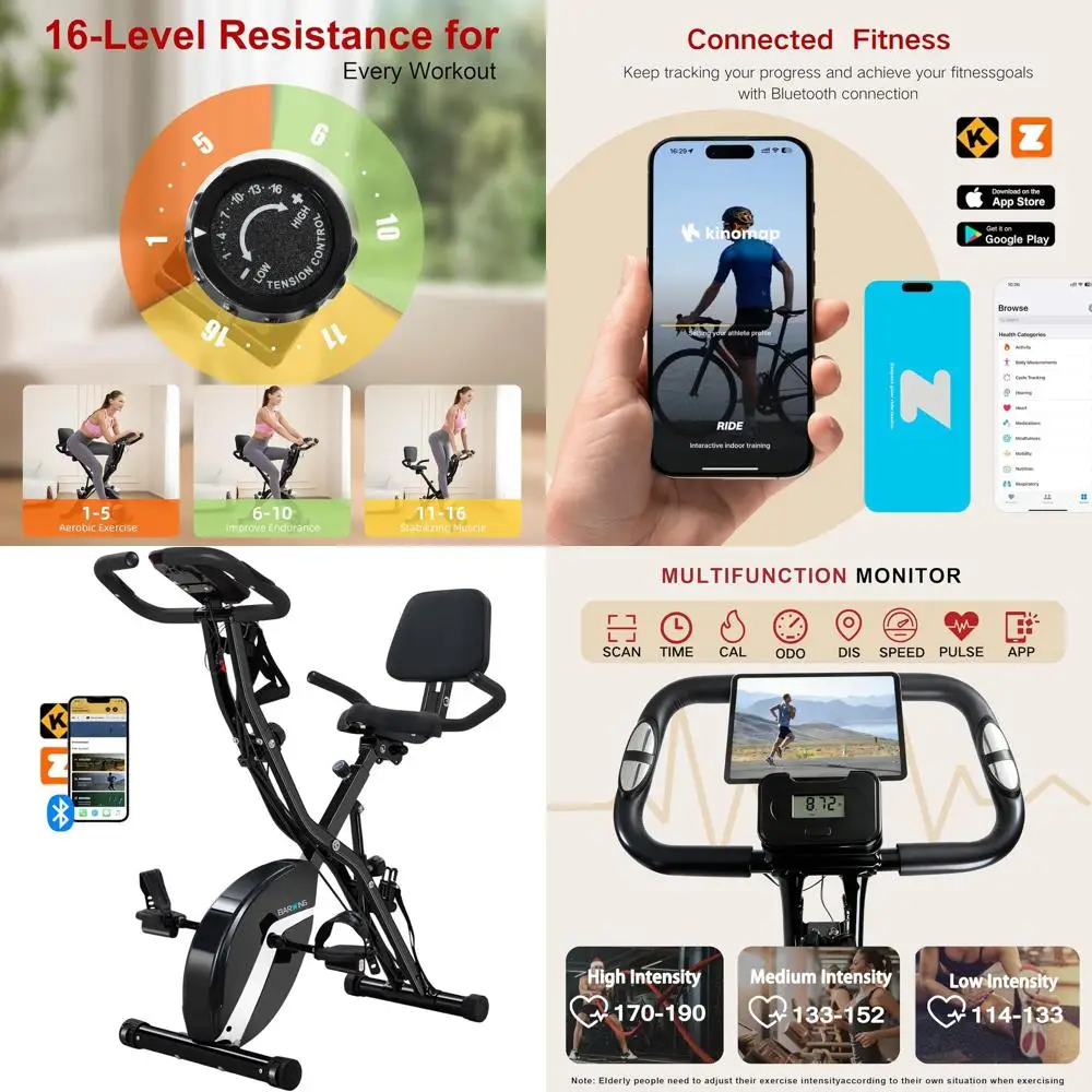 

Многофункциональный велотренажер для дома, грузоподъемность 350 фунтов, 16-уровневое магнитное сопротивление, регулируемые сиденье и спинка.