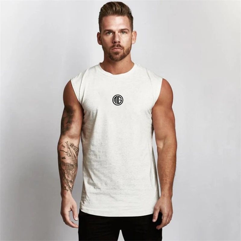 

Men Sleeveless Breathable Gym Bodybuilding Workout Muscle Shirt Summer Cotton Moisture Wicking Comfortable Cool Sport Tank Tops