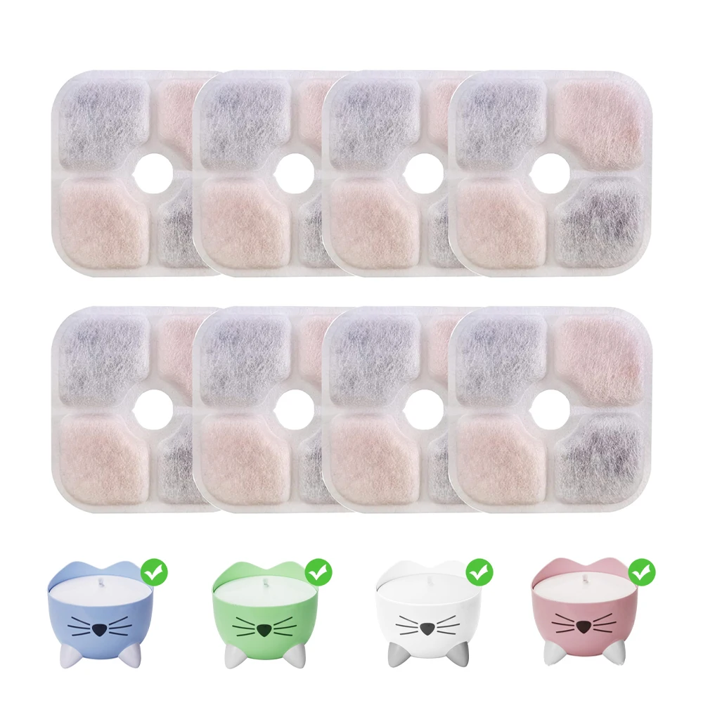 6/12PC Replacement Activated Carbon Filter For  Pet Water Fountain Activated Carbon Cotton Filter Set For Cat Drinking Fountain