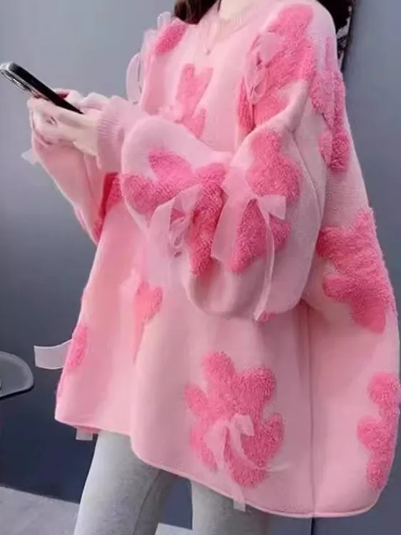 

Свободный вязаный свитер для женщин, осень-зима, старшеклассников 3, 5 лет, повседневный свитер Long Sve round Ne Base S...