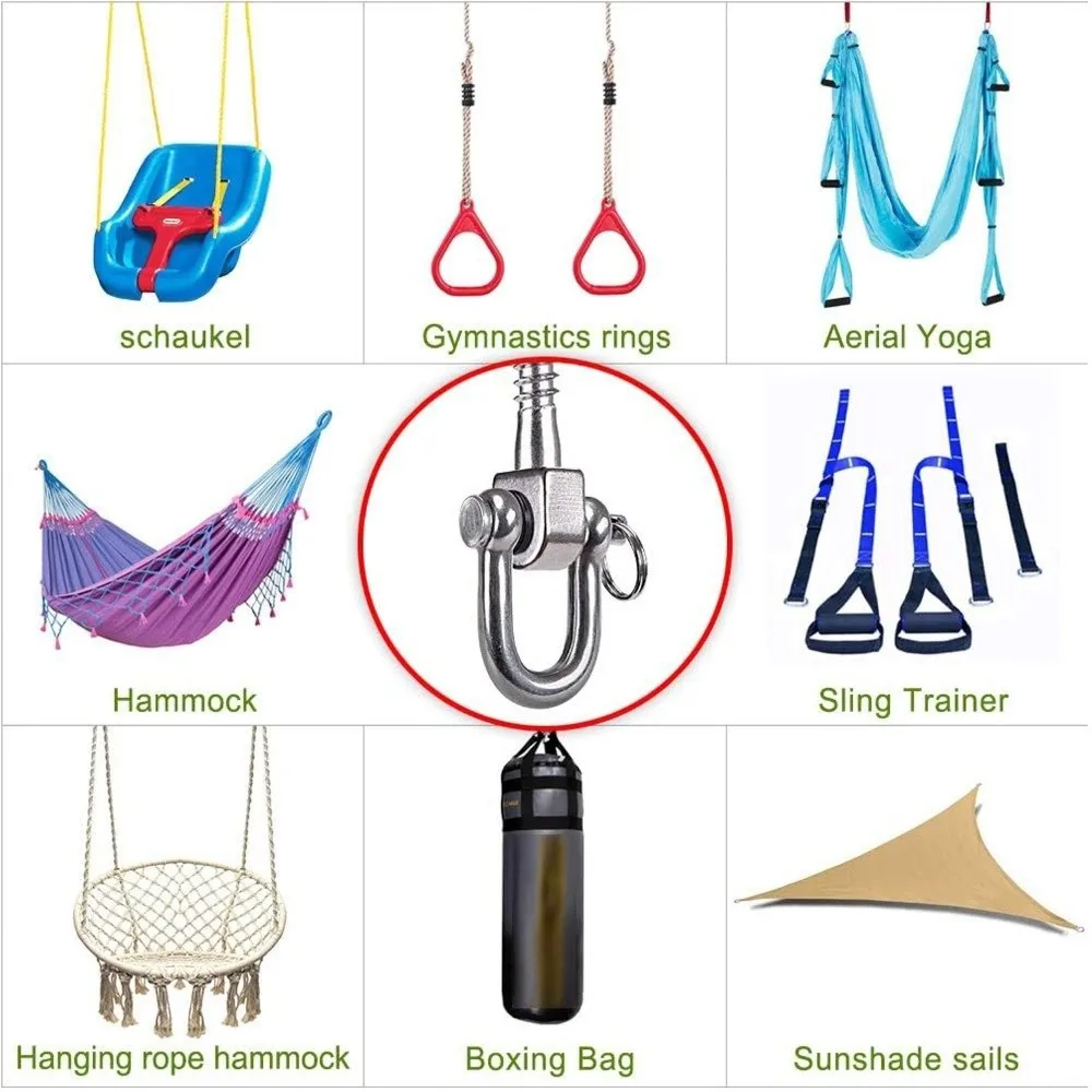 Durable Stainless Steel Heavy Duty Swing Hook Heavy Duty Easy Installation Yoga Hammock Hook Hanging Chair Hook Hanging Chairs
