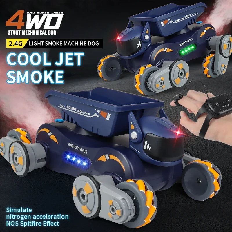 Rc スタントカー 8 輪機械式ロボット犬 ライトスプレー付き 子供用 リモートジェスチャーセンシングコントロール 電子ペットおもちゃの車