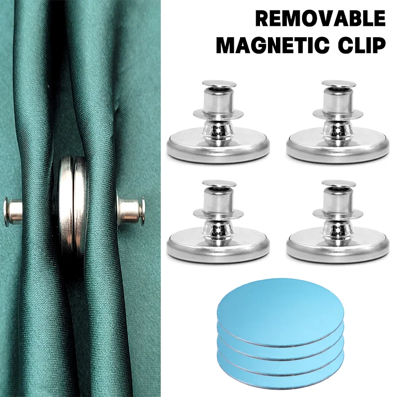 1/3/4/6/8Pairs Curtain Metal Magnetic Button Holder Detachable Curtain Fix Fastener Clip Curtain Buckle Magnet Round Curtain