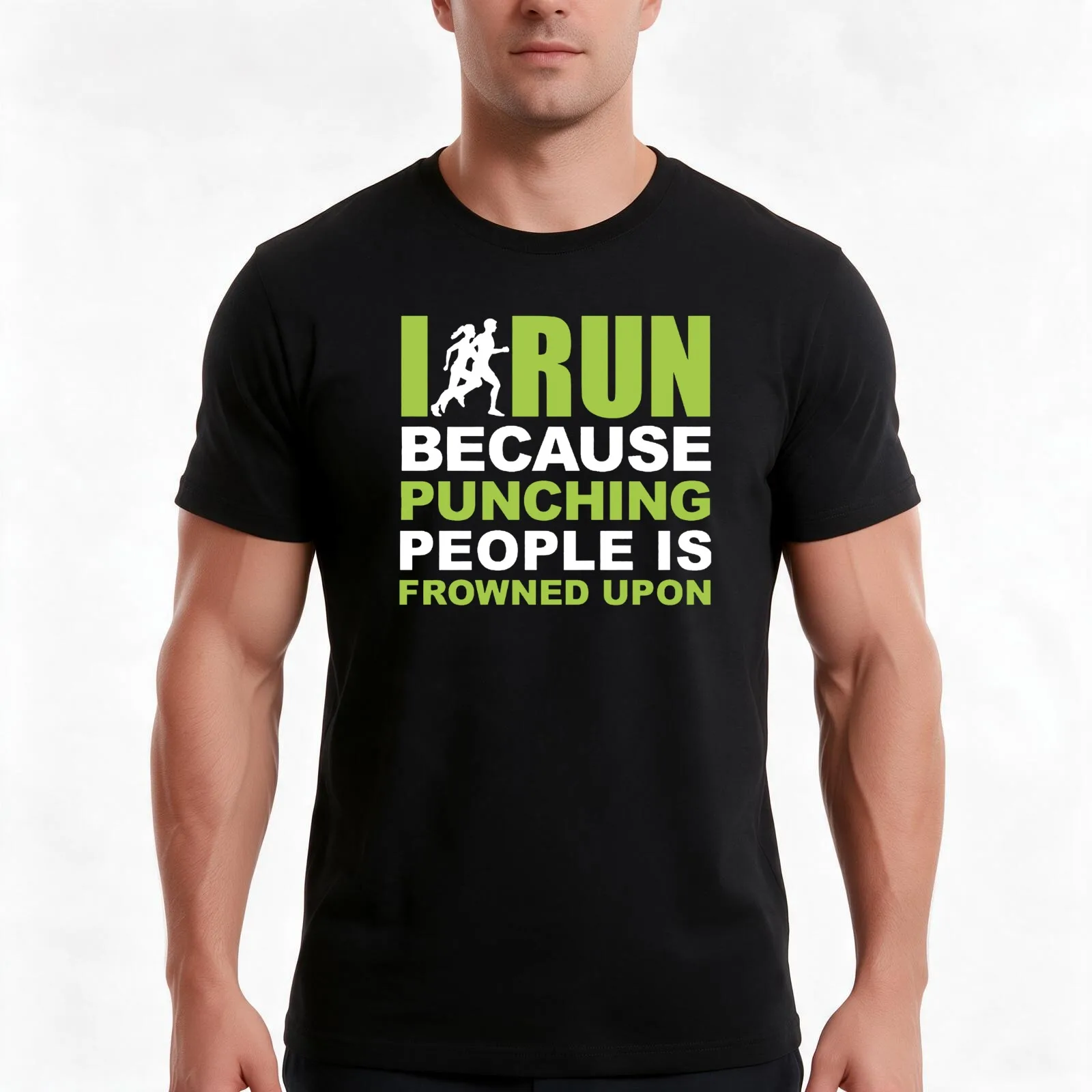 I Run Beause Punching People Is Frowned Upon T-Shirt, Summer Casual Cotton Tee, Oversized Streetwear Tops, Vintage Graphic Print