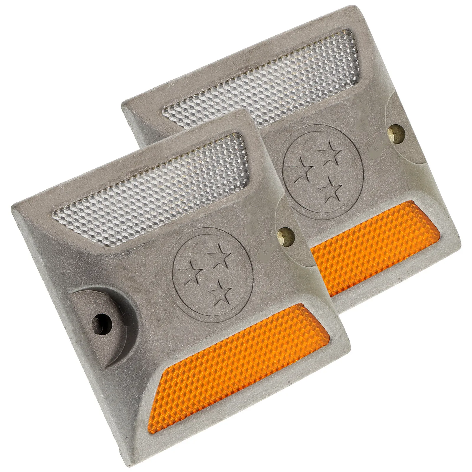 2 قطعة الرصيف الطريق العاكسة وعلامات الممر الألومنيوم الطريق ترصيع للخارجية في حالات الطوارئ الأمن بمناسبة سهلة المسمار أو الغراء