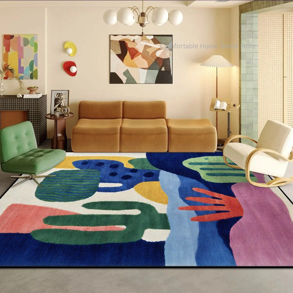 Modern Abstract Style Decorative Rug for Living Room Big Size Soft Art Bedroom Decoration Carpet Easy Cleaning Sofa Table Mat