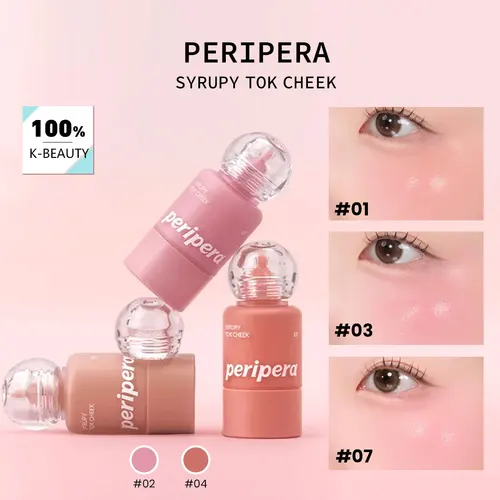 PERIPERA SYRUPY TOK CHEEK, Textura Líquida Hidratante, Ligera y No Pegajosa, Acabado Natural que se Fusiona con la Piel, K-Beauty, Maquillaje Coreano