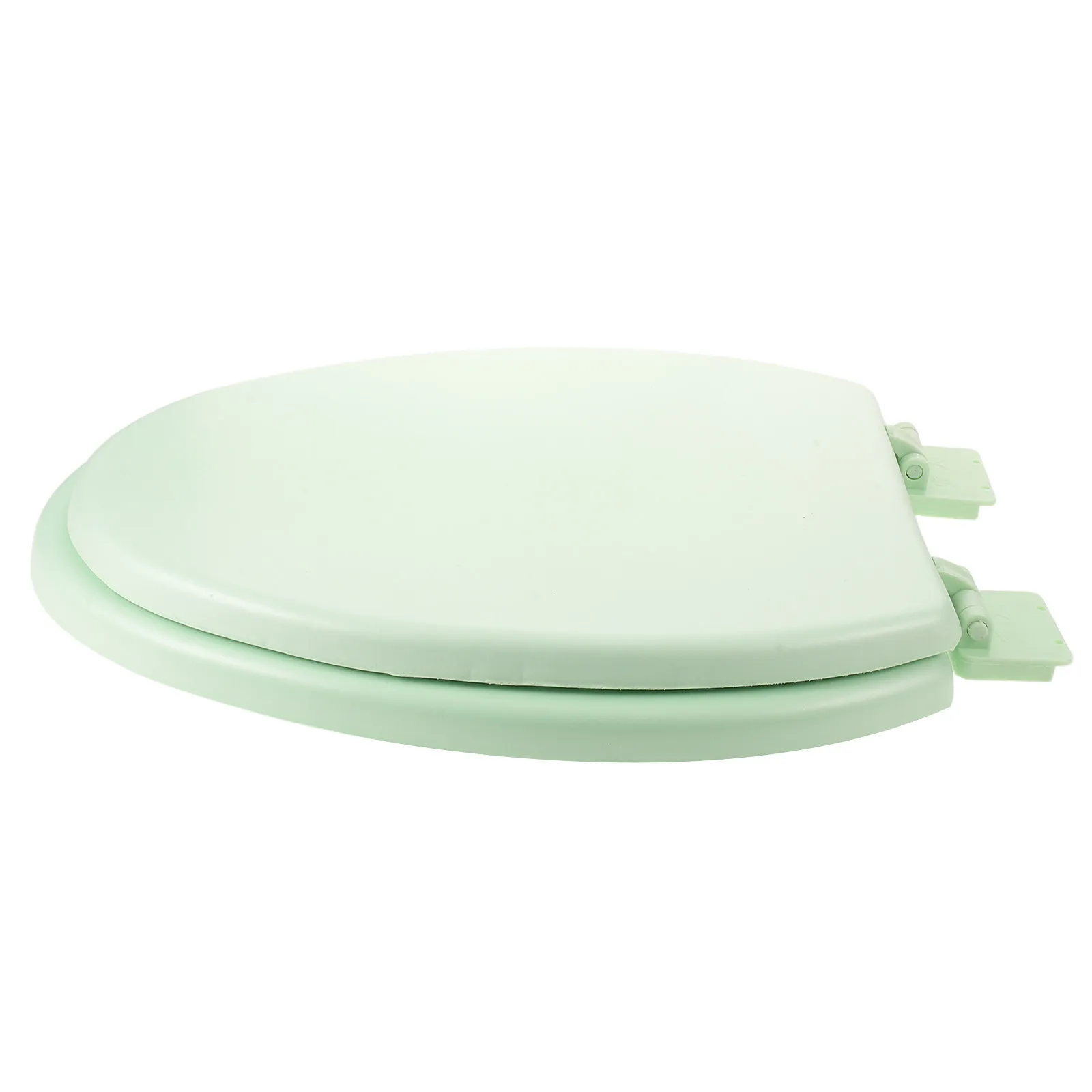 Oval Toilet Seat Soft Close Thick Foam Cushion Quiet Slow Lowering Lid Cover Quick Release Light Green Bathroom Seat
