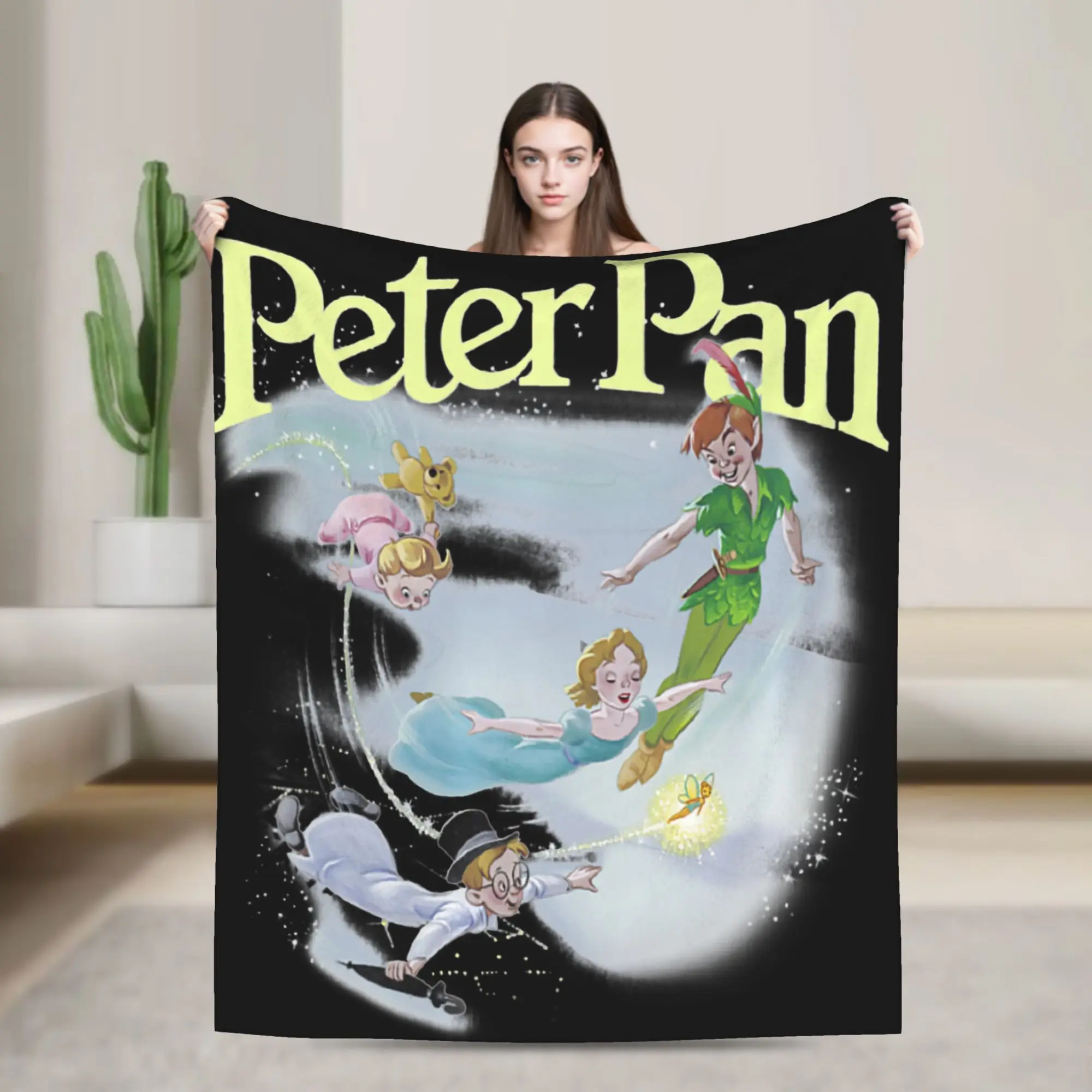 

Peter Pan Flying Logo Blanket Anime Fuzzy Awesome Soft Throw Blankets for Home Restaurant Spring Autumn