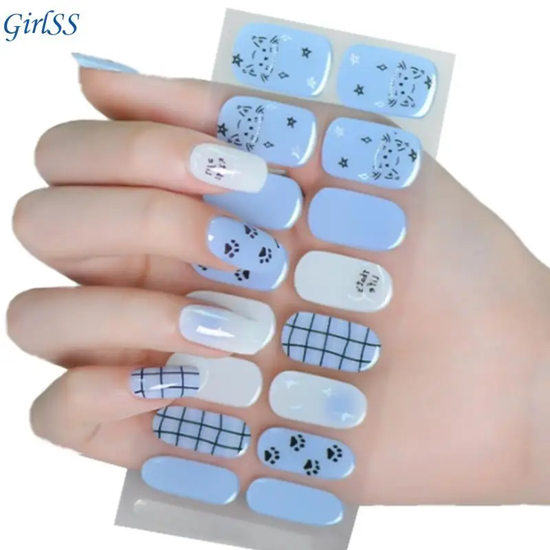 Semi Cured Gels Nails Polish Strips Gels Nails Stickers/Wrap 16Tip/Sheet Sticker T4MB