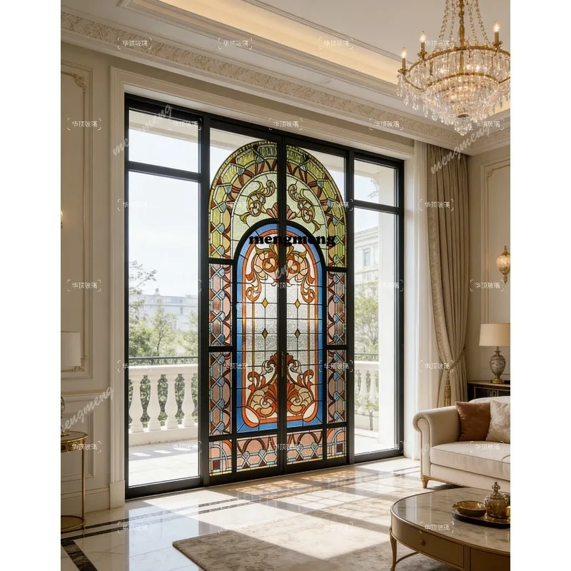 Art glass partition screen hotel clubhouse Tiffany stained glass stained window church glass craft