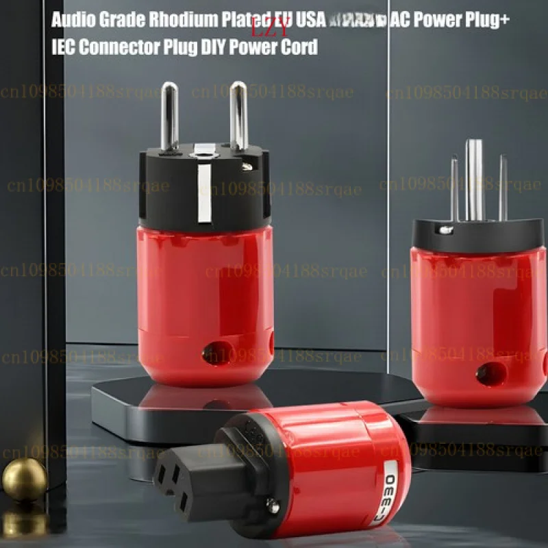 

Pair Power Plug EU/US Standard Connector Schuko C15 C16 Gold/Rhodium Terminals