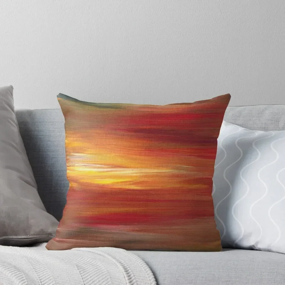 COLOR INTOXICATION 1 Colorcul Bold Deep Garnet Crimson Red Yellow Black Sunrise Sunset Ombre Abstract Acrylic Paint Throw Pillow