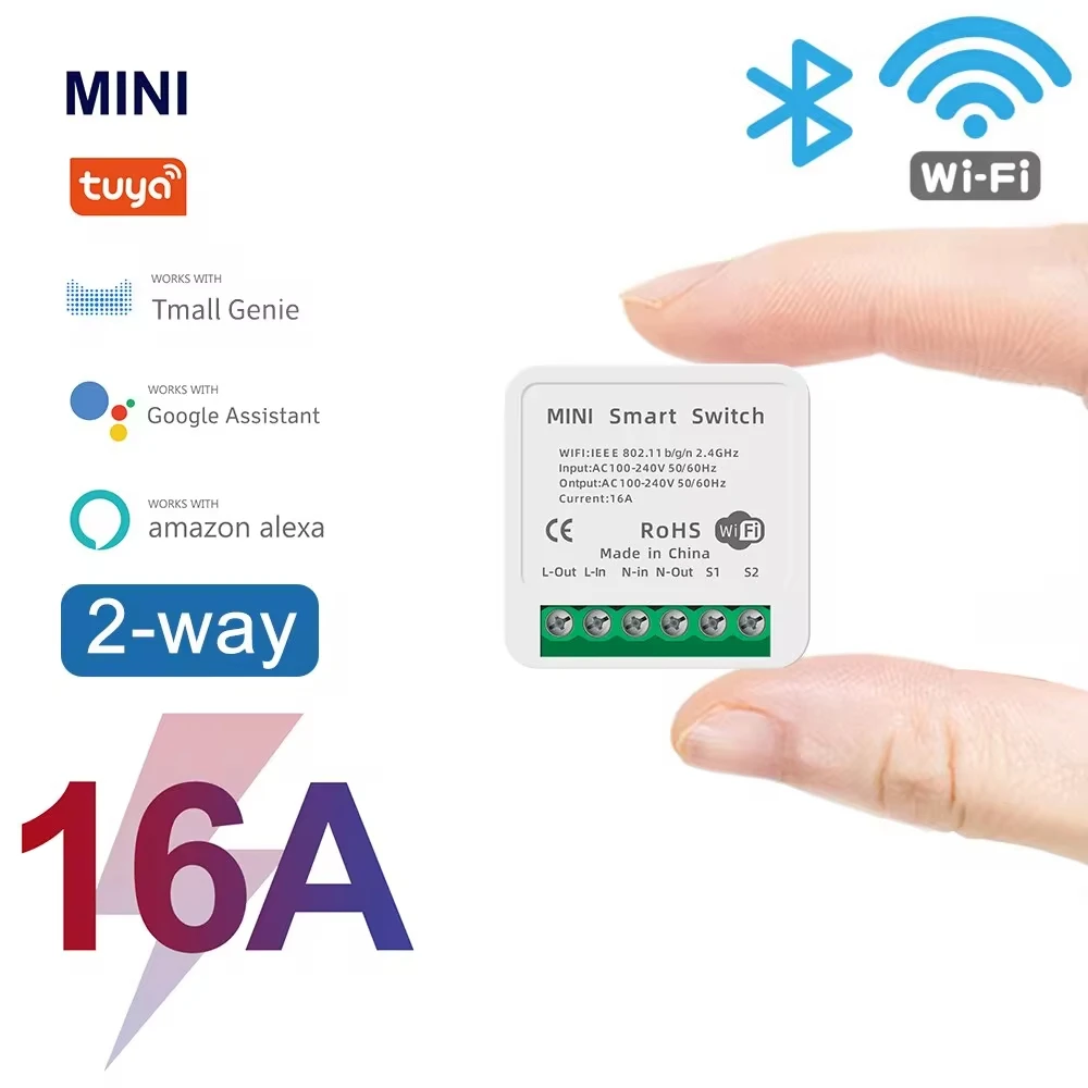 

Мини Wi-Fi переключатель 16 А, двухстороннее реле дистанционного управления «сделай сам» для умного дома, работает с Alexa Google Home Alice