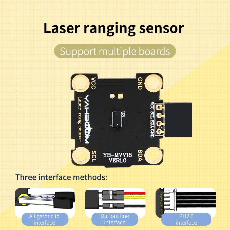 Yahboom High ranging frequency TOF VL53L0X sensor module with a built-in ranging algorithm compatible with Rpi stm32