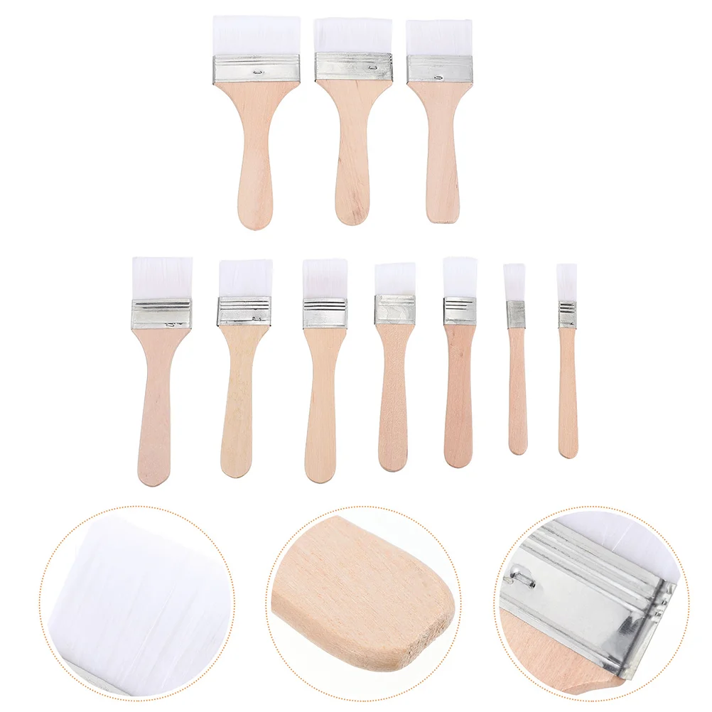 10 Pcs Drawing Board Brush Paint Utility Useful Flat Nylon Chip for Student and Brushes