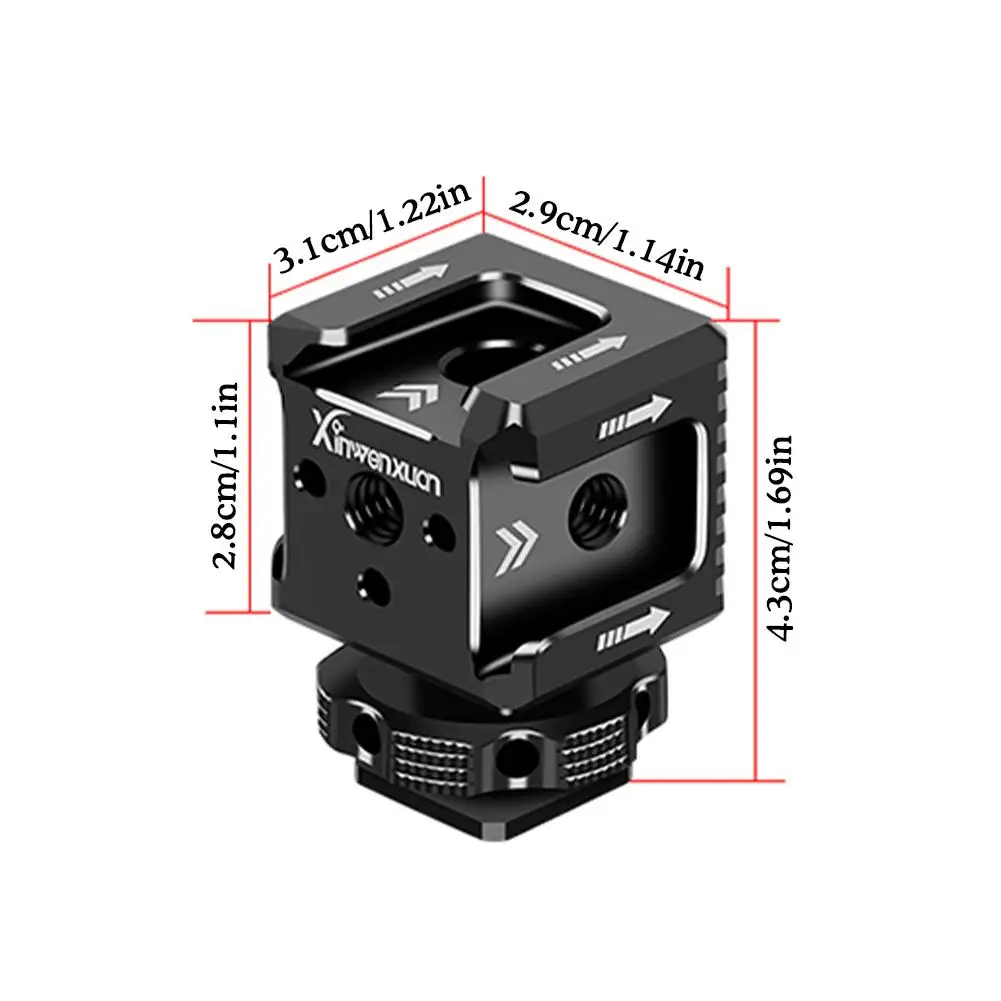 Universal Cold Shoe Three Head Hot Shoe Mount Adapter 1/4