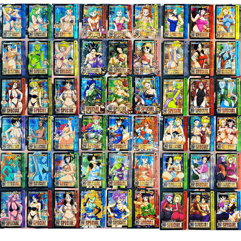 54pcs/set Dragon Ball Z Swimsuit Battle Damage Android 18 Chichi Bulma Sexy Girls Hobby Collectibles Game Anime Collection Cards